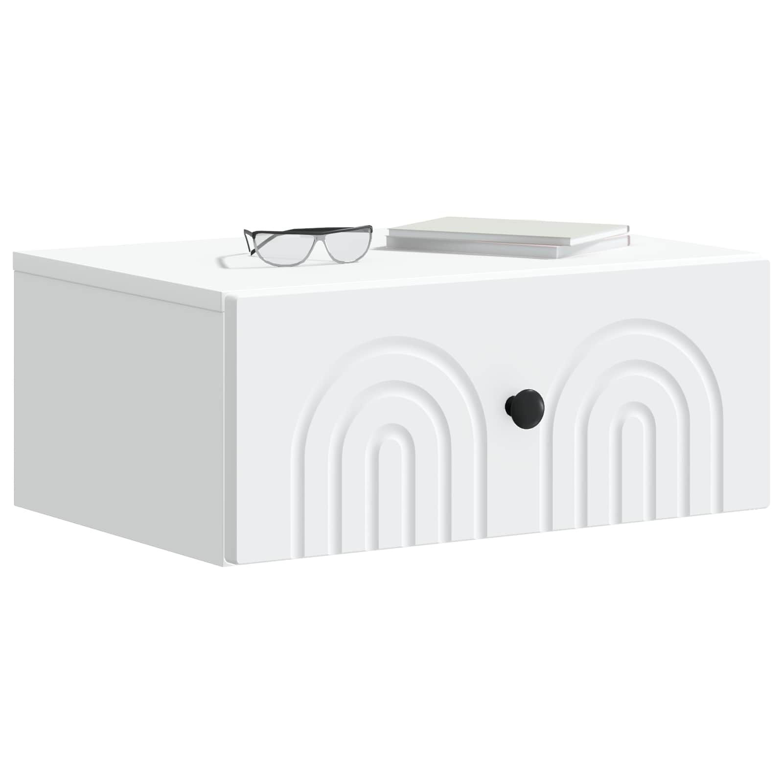 Wandkast Bedkast 2 Laden Wit - 49x34.5x20 cm - Bewerkt Hout met 53% Korting