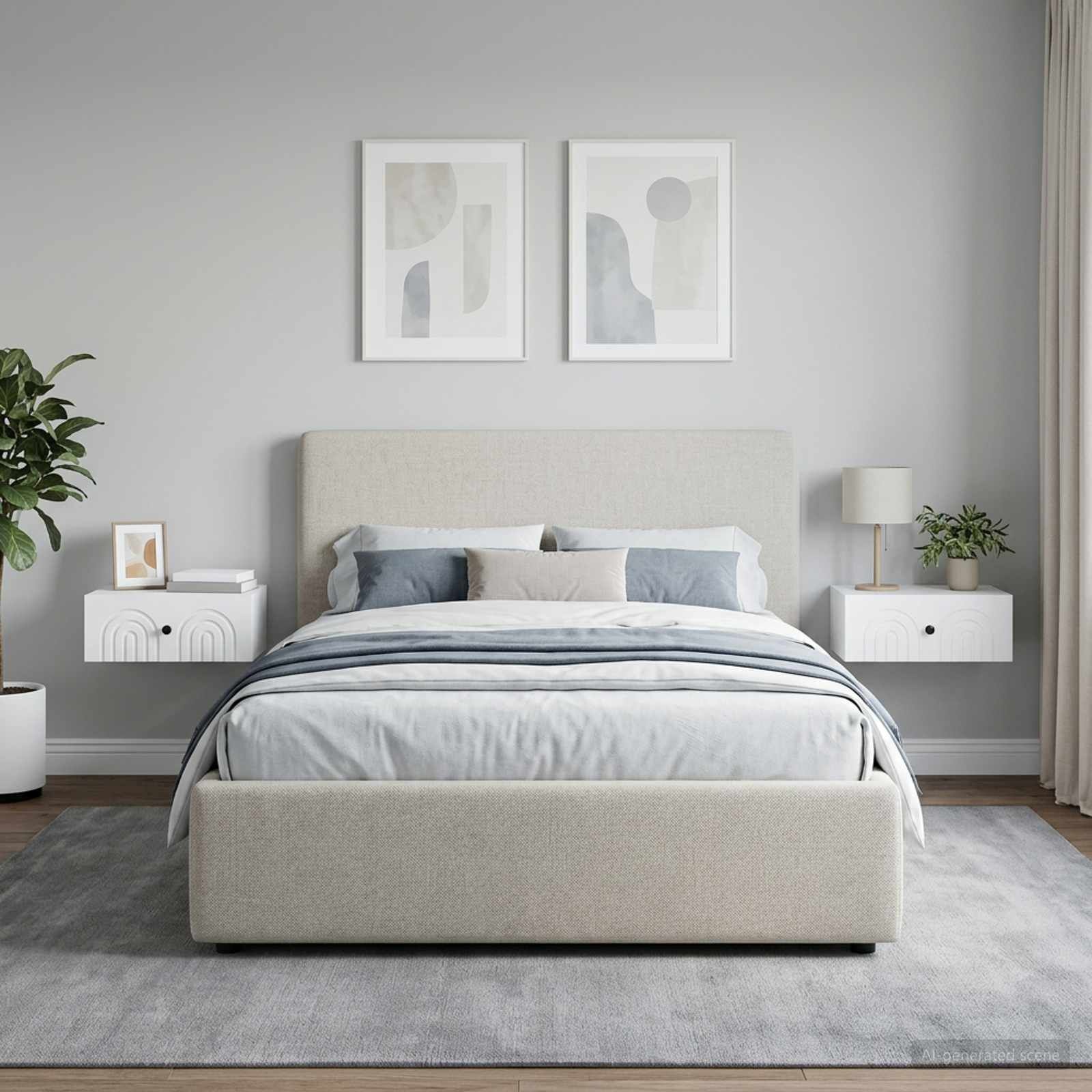 Wandkast Bedkast 2 Laden Wit - 49x34.5x20 cm - Bewerkt Hout met 53% Korting