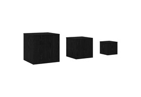 Nesttafel Set Zwart Eiken Bewerkt Hout - 3 Delig (39% Korting)