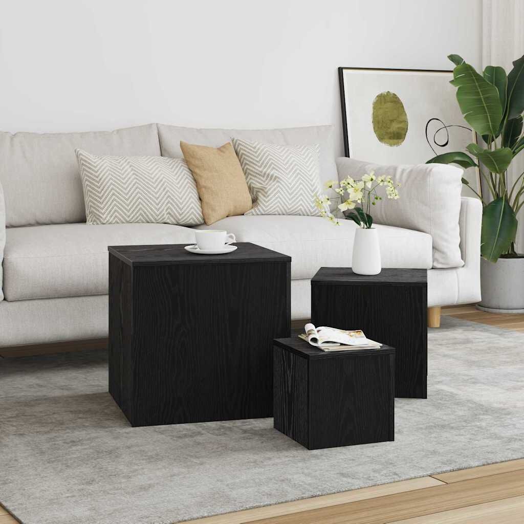 Nesttafel Set Zwart Eiken 3-delig - 33% Korting