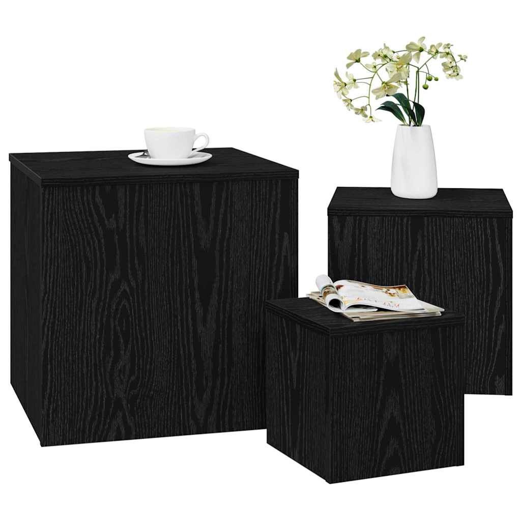 Nesttafel Set Zwart Eiken 3-delig - 33% Korting