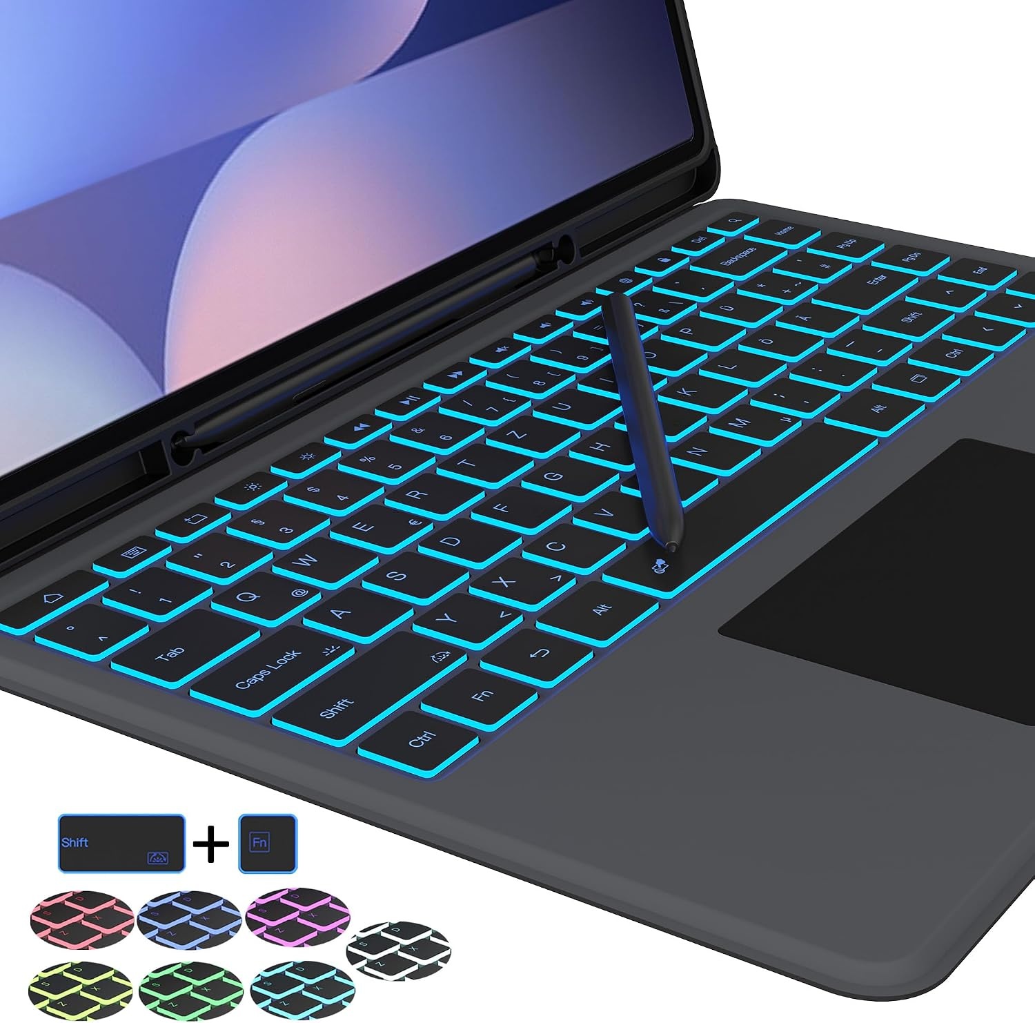 Toetsenbordhoes QWERTZ met Touchpad voor Samsung Tab S10/S9/S8 Ultra (34% Korting)