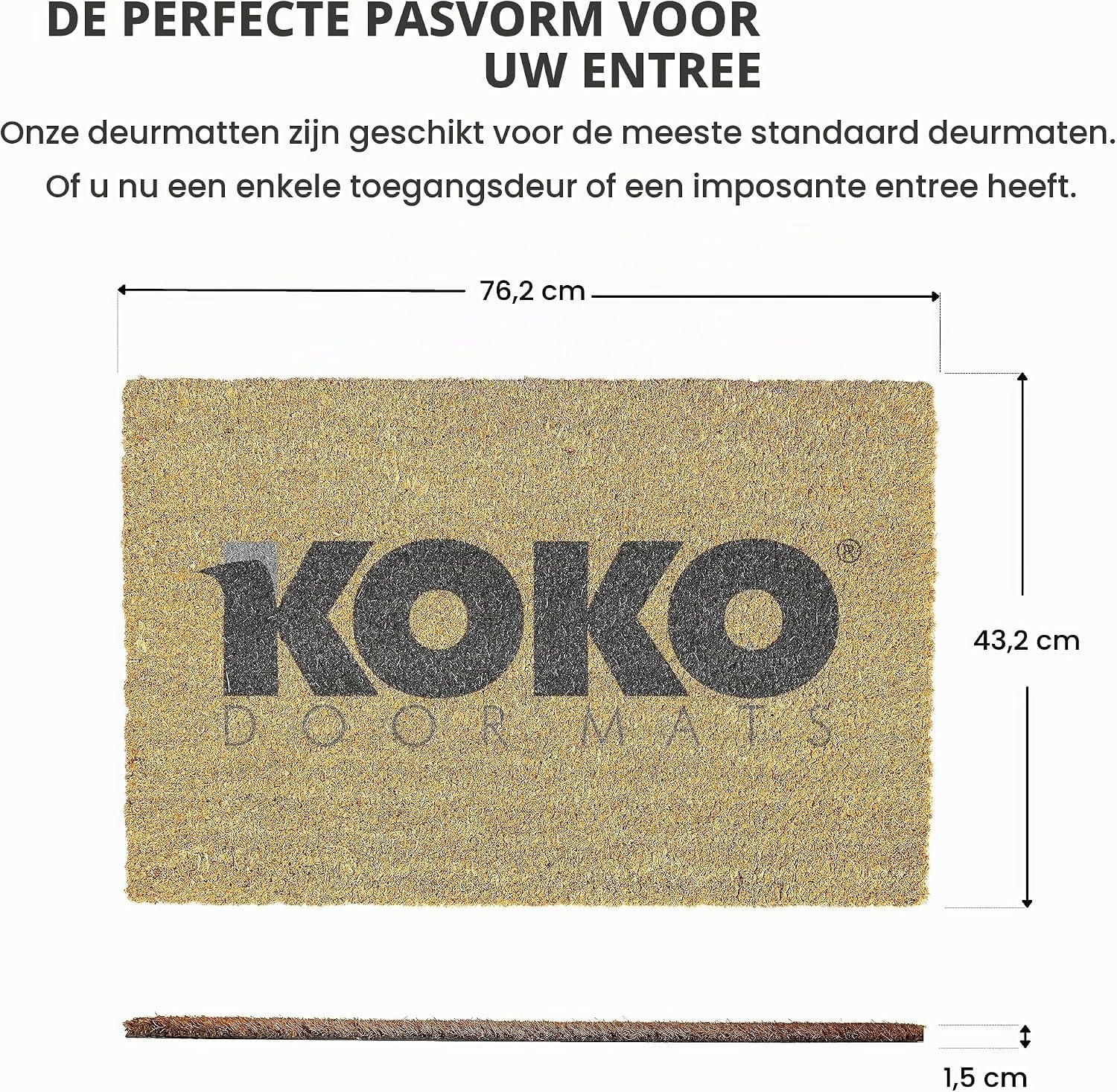 Deurmat Kokosvezel Antislip 60x40cm - 31% Korting