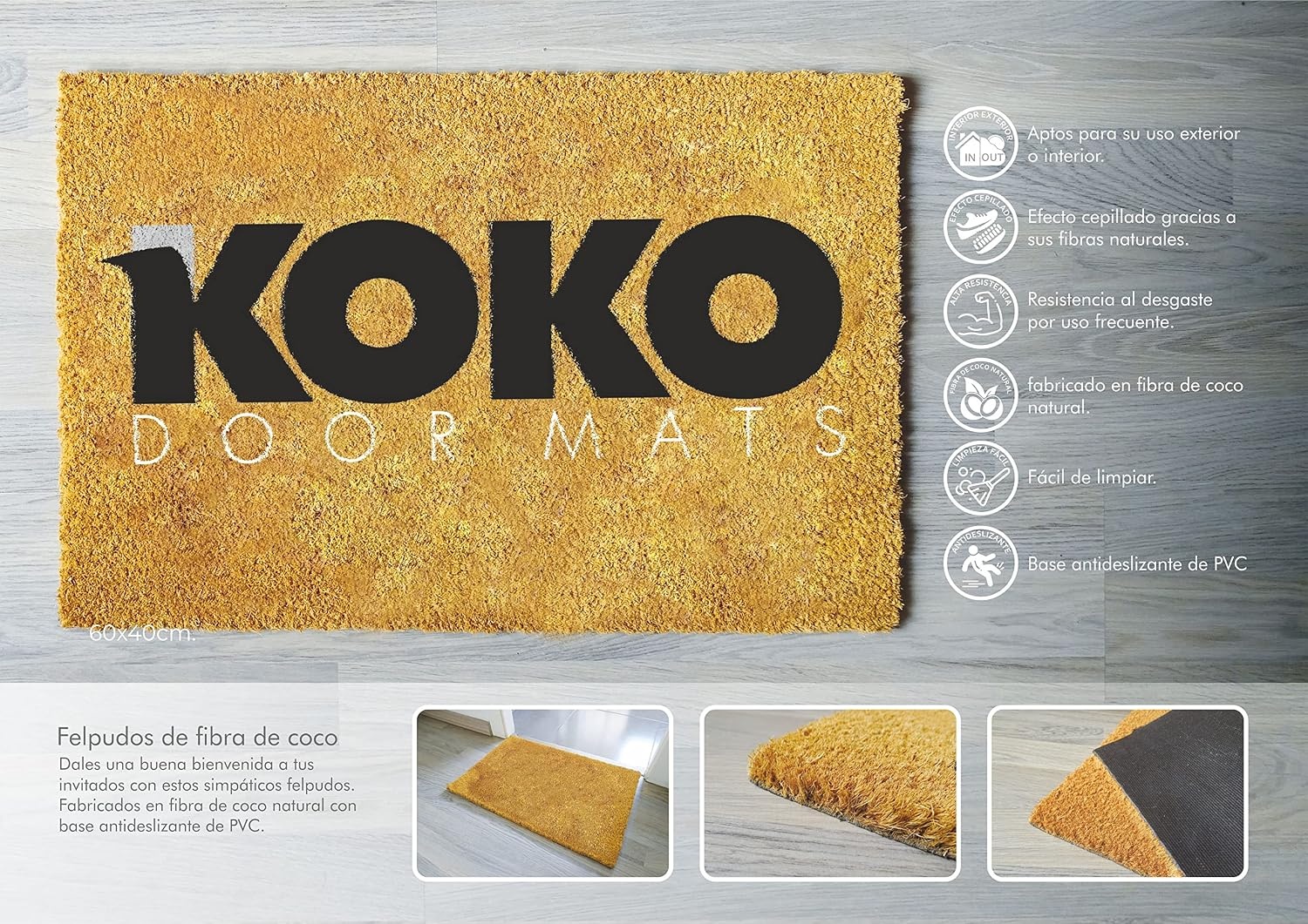 Deurmat Kokosvezel Antislip 60x40cm - 31% Korting