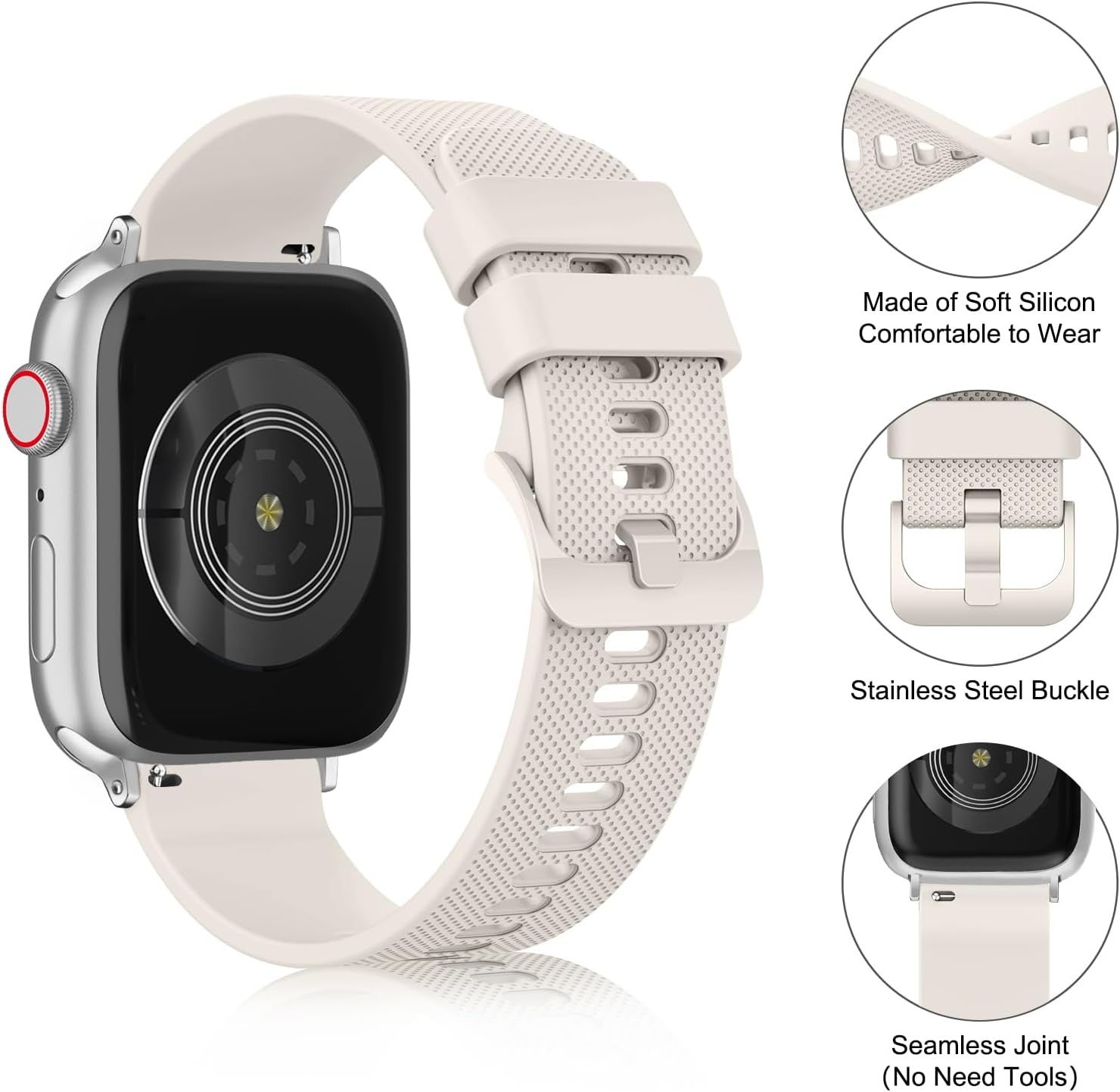 Siliconen Sportarmband Ruitpatroon voor Apple Watch 38-49mm Grijs 6cm - 52% Korting