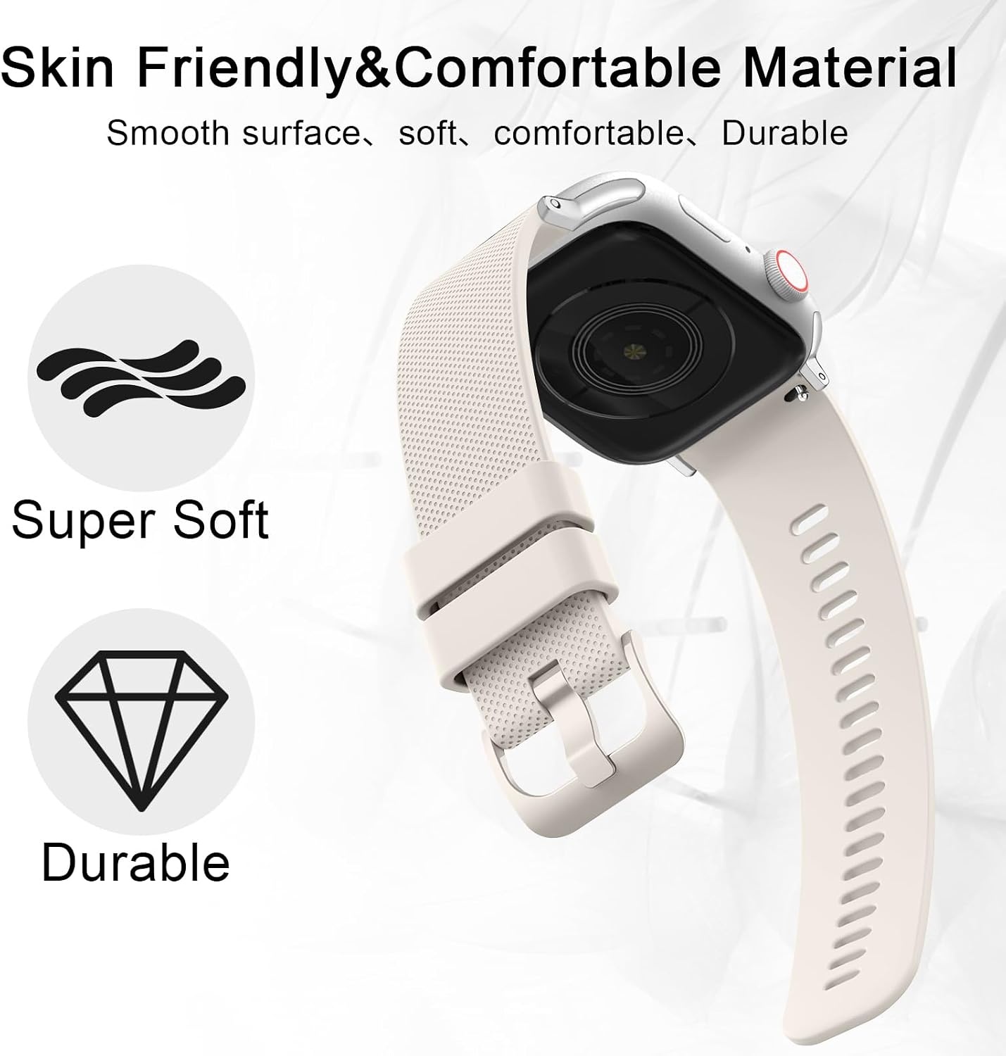 Siliconen Sportarmband Ruitpatroon voor Apple Watch 38-49mm Grijs 6cm - 52% Korting