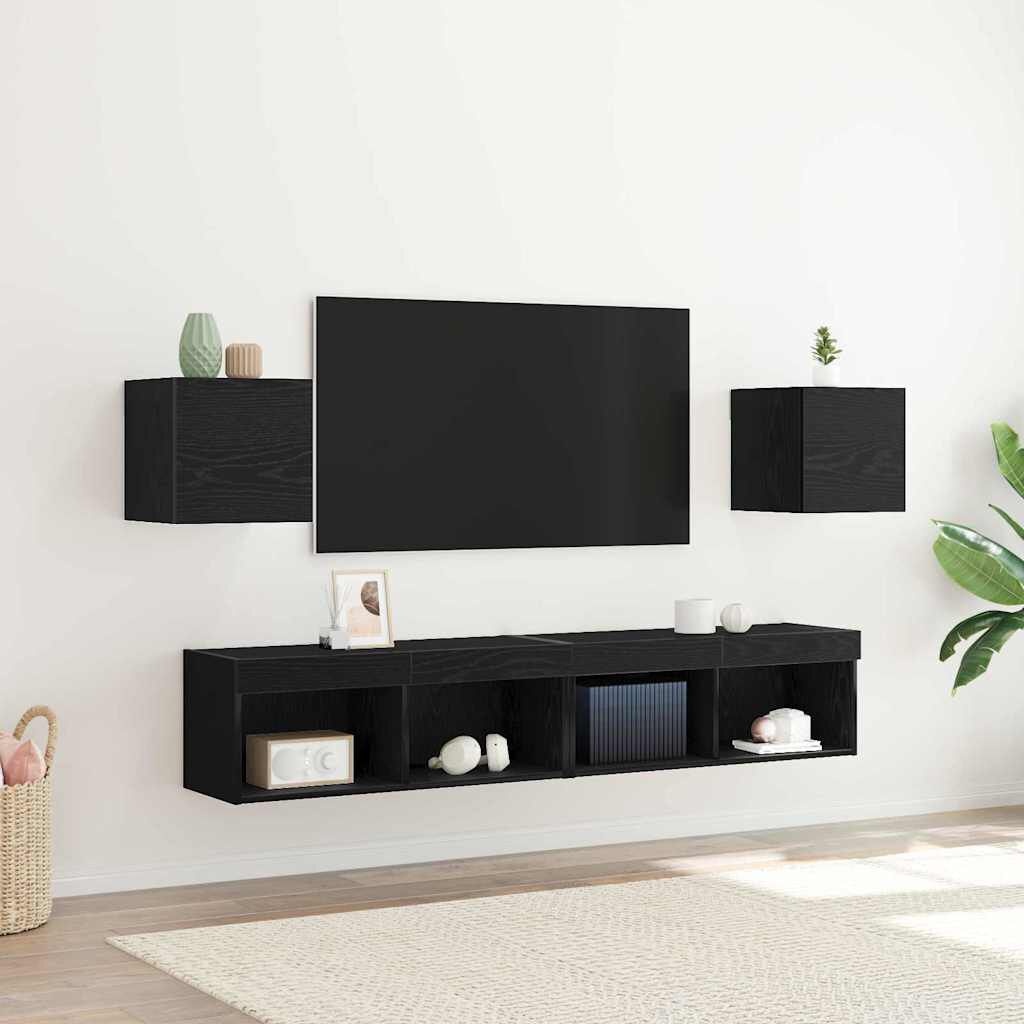 2x Wandmontage TV-kast Zwart Eiken - 33% Korting