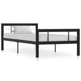 vidaXL Bedframe Metaal Zwart/Wit 90x200 cm - 54% Korting!