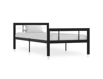 vidaXL Bedframe Metaal Zwart/Wit 90x200 cm - 54% Korting!