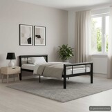 vidaXL Bedframe Metaal Zwart/Wit 90x200 cm - 54% Korting!