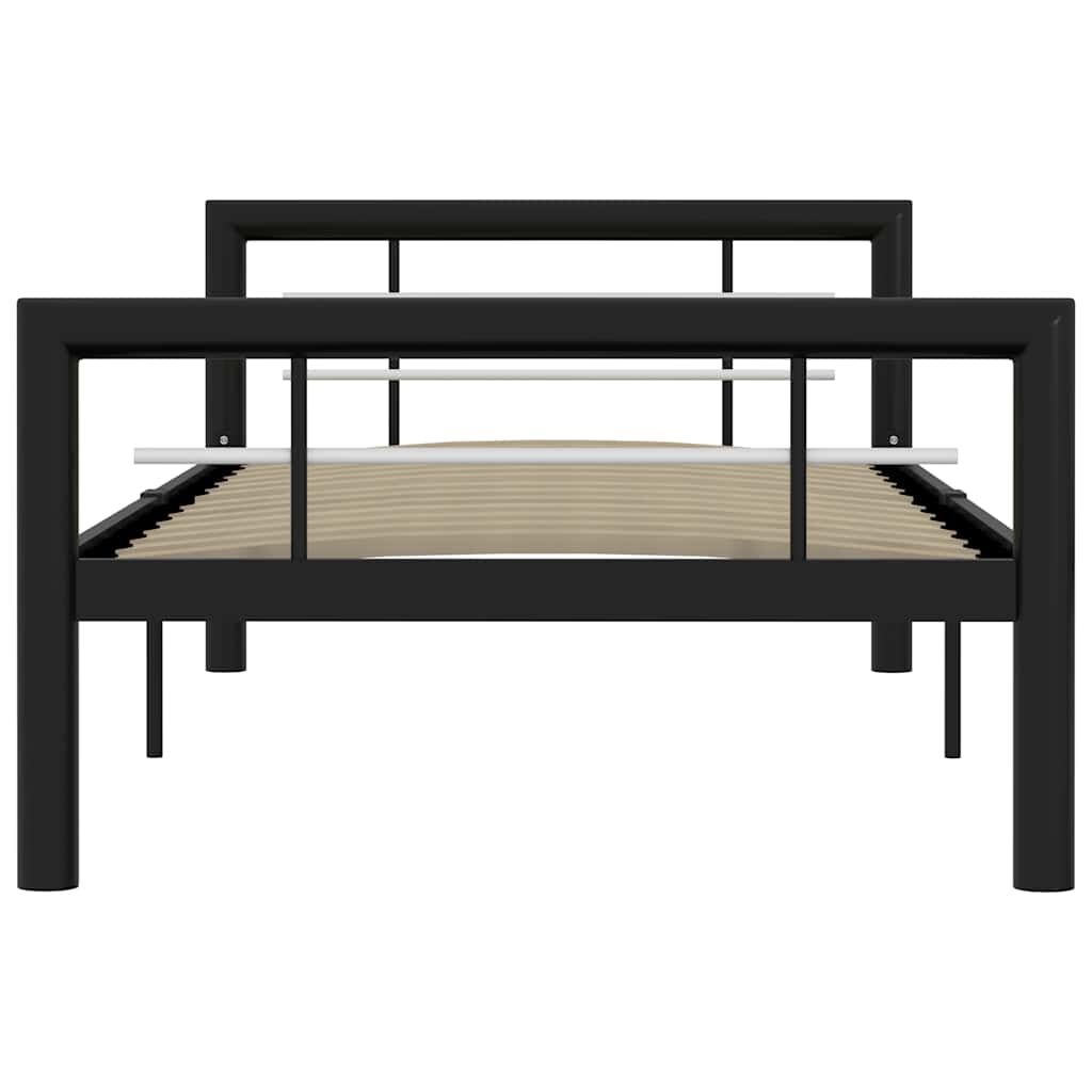 vidaXL Bedframe Metaal Zwart/Wit 90x200 cm - 54% Korting!