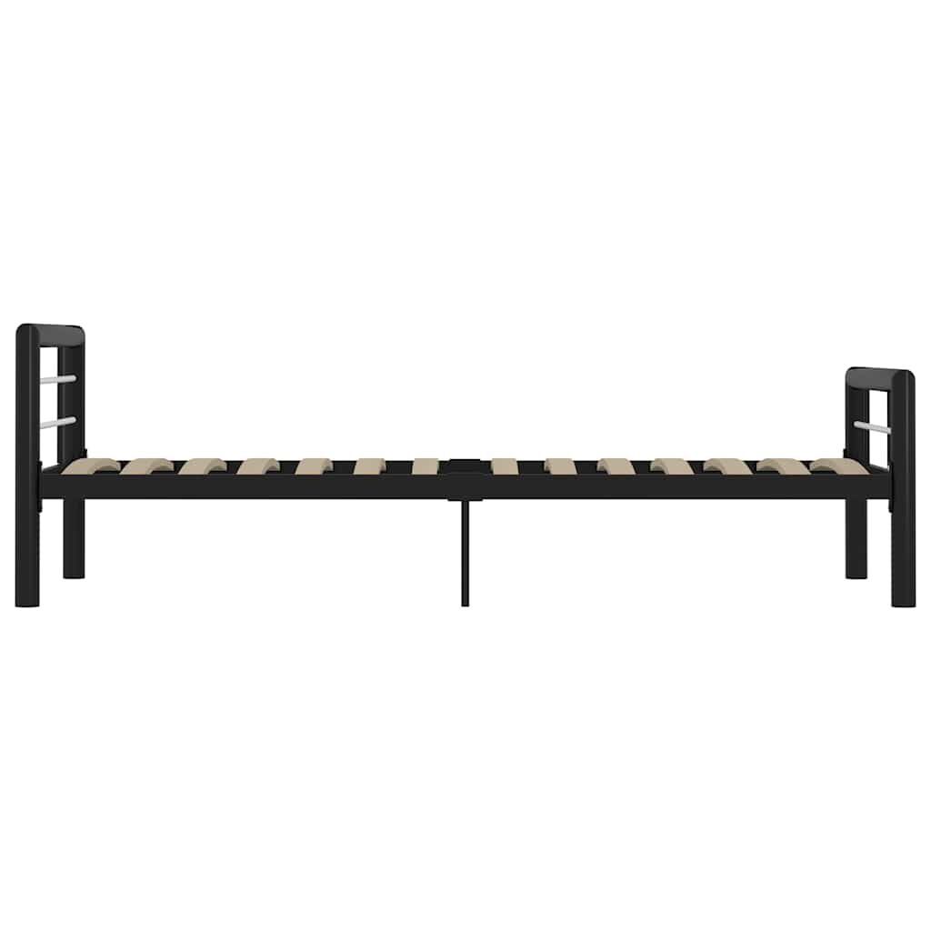 vidaXL Bedframe Metaal Zwart/Wit 90x200 cm - 54% Korting!