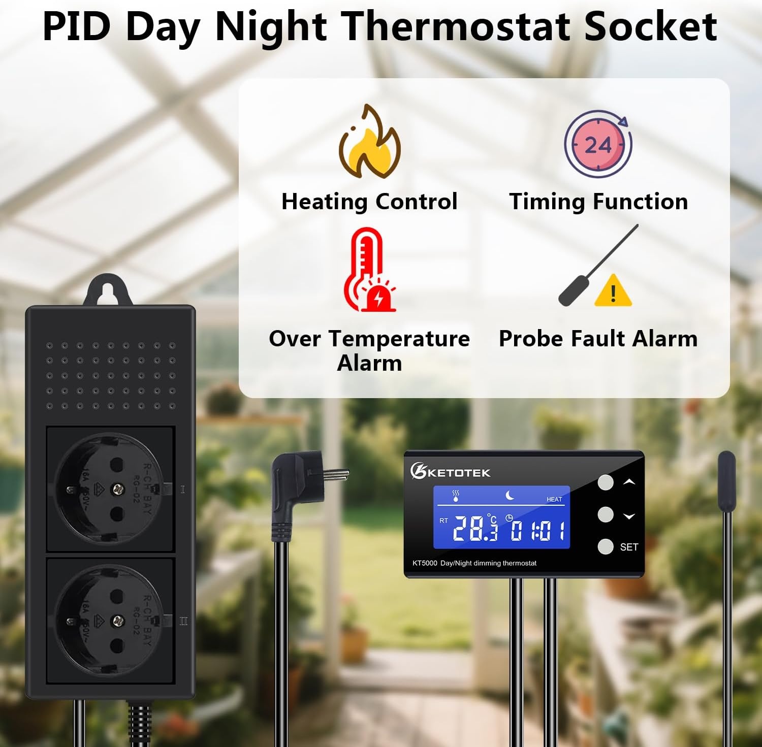 KETOTEK Reptielen Thermostaat met Dimfunctie & Timer - 33% Korting