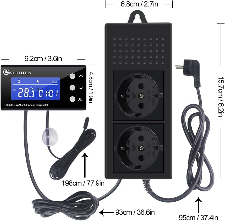 KETOTEK Reptielen Thermostaat met Dimfunctie & Timer - 33% Korting