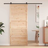 vidaXL Massief Grenenhouten Schuifdeur Wit 90x208 cm - 54% Korting