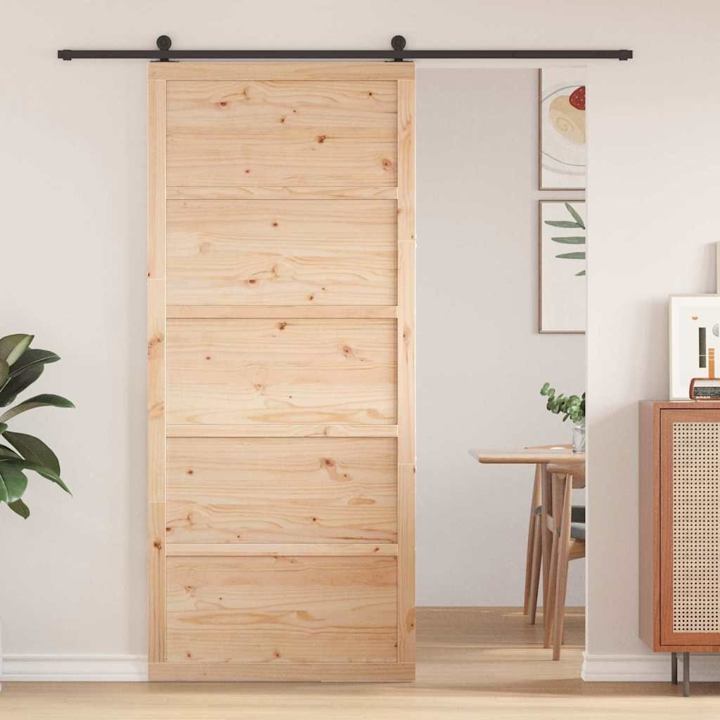vidaXL Massief Grenenhouten Schuifdeur Wit 90x208 cm - 54% Korting