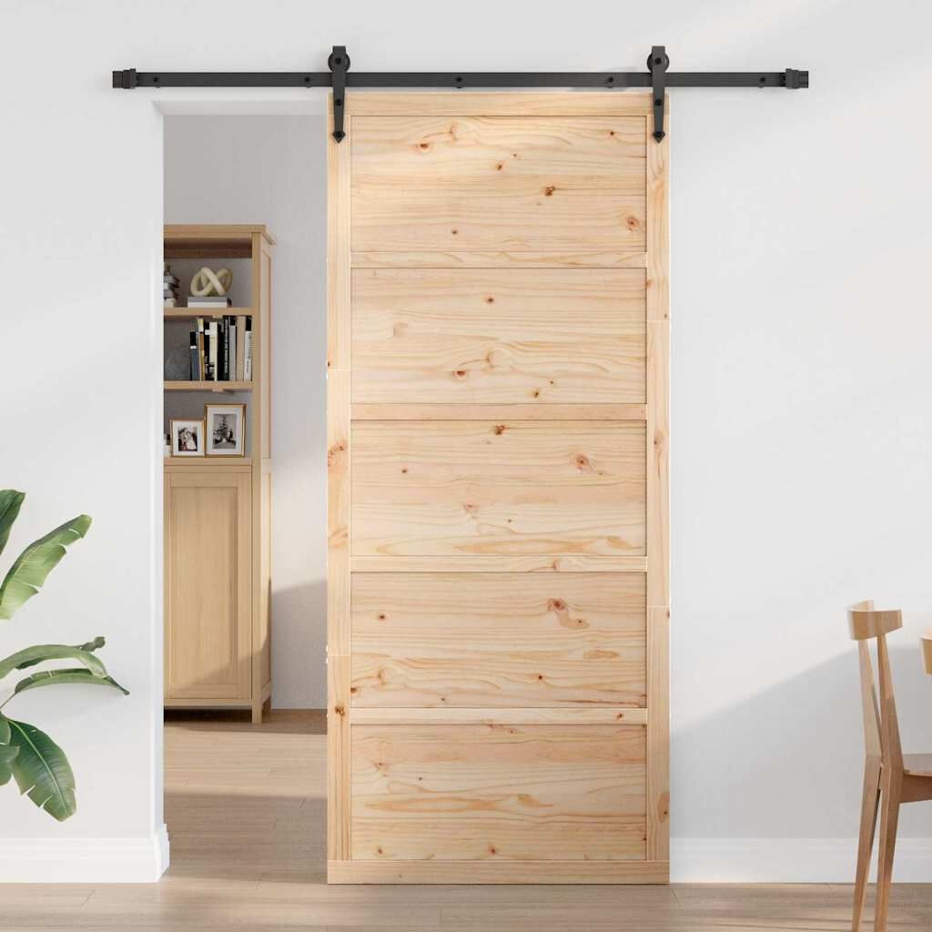 vidaXL Massief Grenenhouten Schuifdeur Wit 90x208 cm - 54% Korting