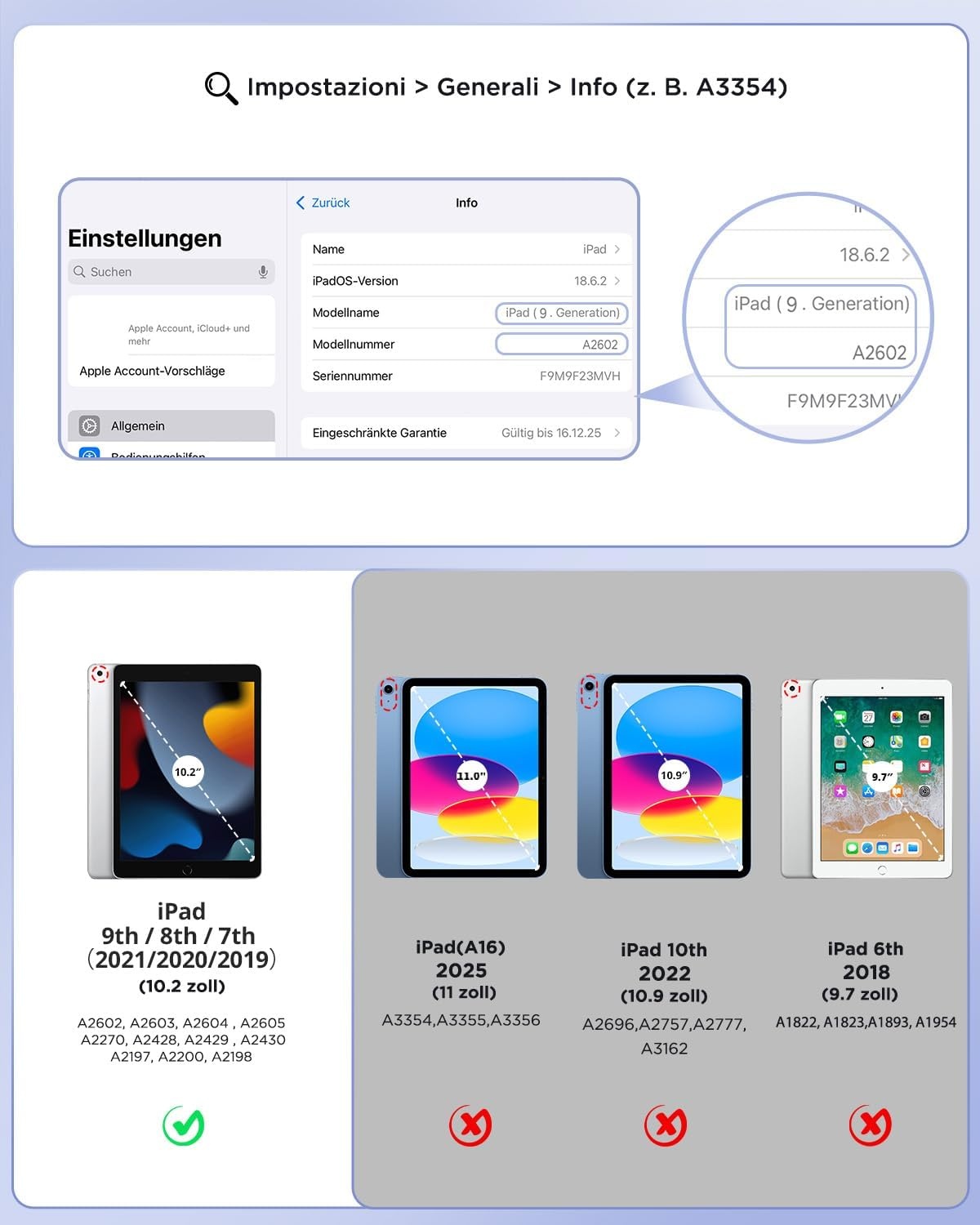 CACOE Case Toetsenbord Compatibel met iPad 9e Generatie, iPad 10.2 met Touchpad, 7-Kleuren Achtergrondverlichting Afneembaar Draadloos Toetsenbord, Zwart