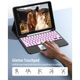 CACOE Case Toetsenbord Compatibel met iPad 9e Generatie, iPad 10.2 met Touchpad, 7-Kleuren Achtergrondverlichting Afneembaar Draadloos Toetsenbord, Zwart