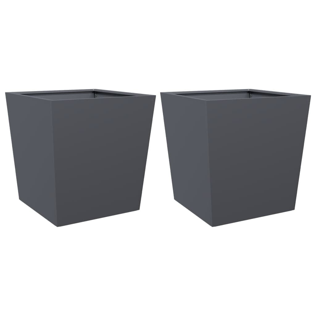 vidaXL Plantenbakken 2 st 50x50x50 cm staal antracietkleurig