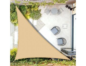 AXT SHADE Schaduwzeil 5x5x7m Driehoek Waterdicht 95% UV-Bestending voor Buiten Luifel Balkon Tuin-Zand