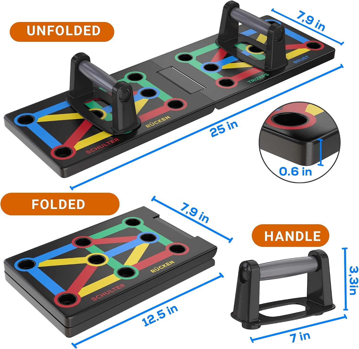 ALPHASKIN® Premium push-up board set I push-up handvatten home workout I 9 in 1 push up board I home gym I fitnessapparatuur voor thuis
