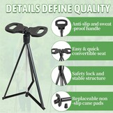 ALEVMOOM Wandelstok met stoel opvouwbare lichtgewicht, 2-in-1 wandelstok voor volwassenen, aluminium wandelstok met stoel, draagbare kruk voor senioren-zwart 34"/0,8 kg