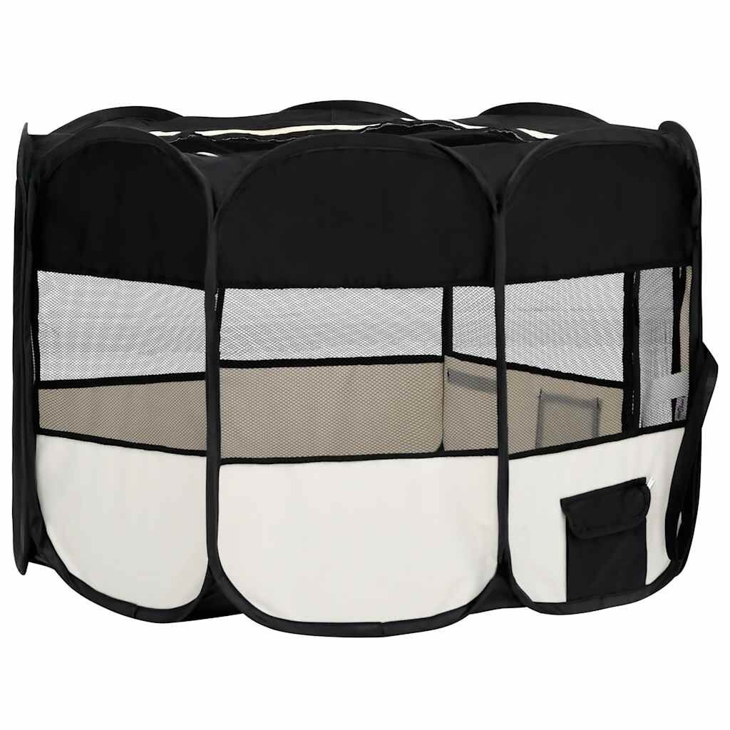 vidaXL Hondenren inklapbaar met draagtas 125x125x61 cm zwart