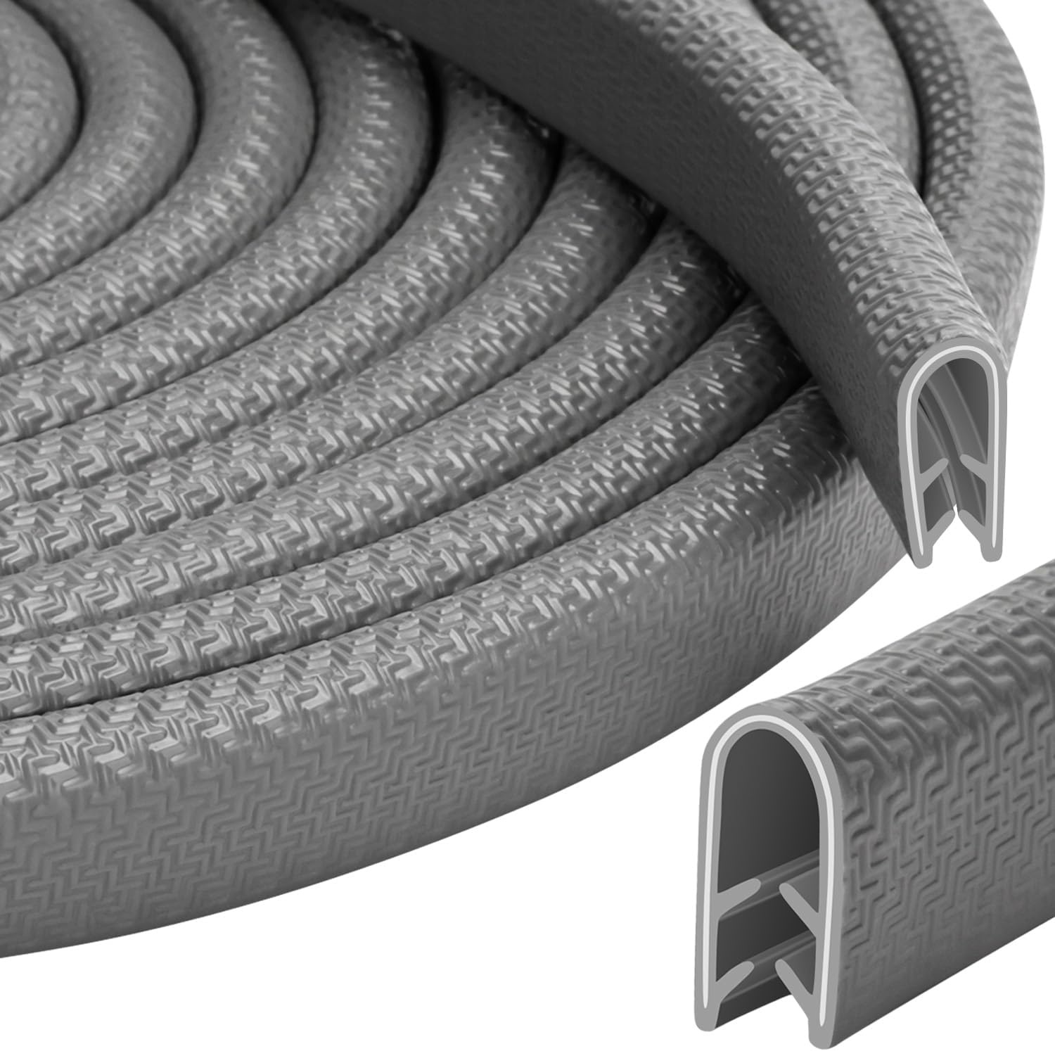 Randbeschermer voor plaatmetaal, rubberen klembereik 1-2 mm, metalen randbeschermingsprofiel voor scherpe randen. Geschikt voor auto's, plaatbewerking, botenbouw, knutselprojecten, 5M(5, Grijs, 2mm)