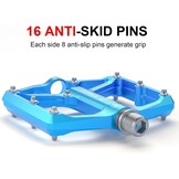GEWAGE Bicycle Pedals for Road Bike/Mountain Bike, 3 Bearings, CNC Machined, 9/16 inch, Flat Pedals, with Detachable Non-Slip Pins