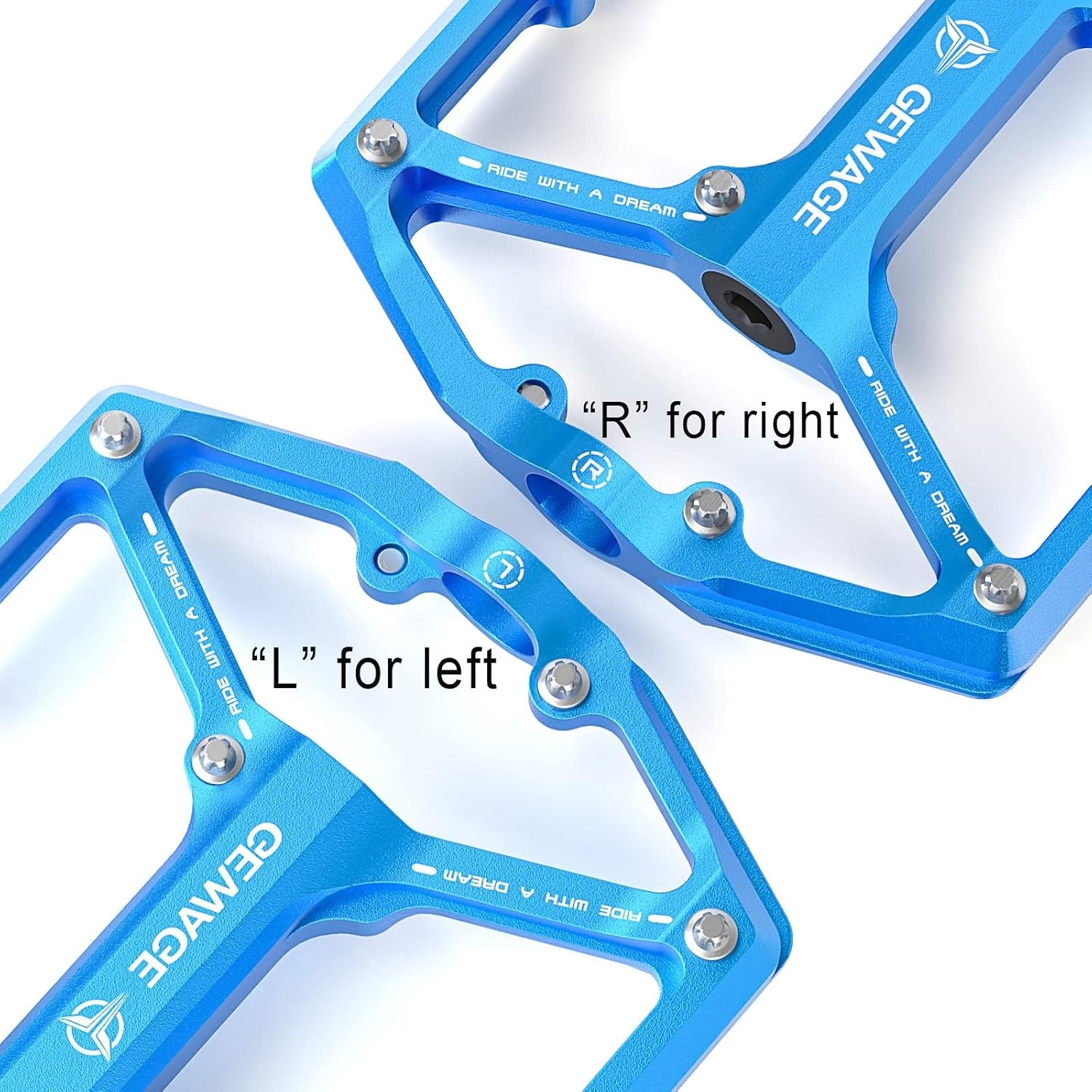 GEWAGE Bicycle Pedals for Road Bike/Mountain Bike, 3 Bearings, CNC Machined, 9/16 inch, Flat Pedals, with Detachable Non-Slip Pins