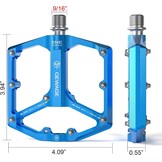GEWAGE Bicycle Pedals for Road Bike/Mountain Bike, 3 Bearings, CNC Machined, 9/16 inch, Flat Pedals, with Detachable Non-Slip Pins