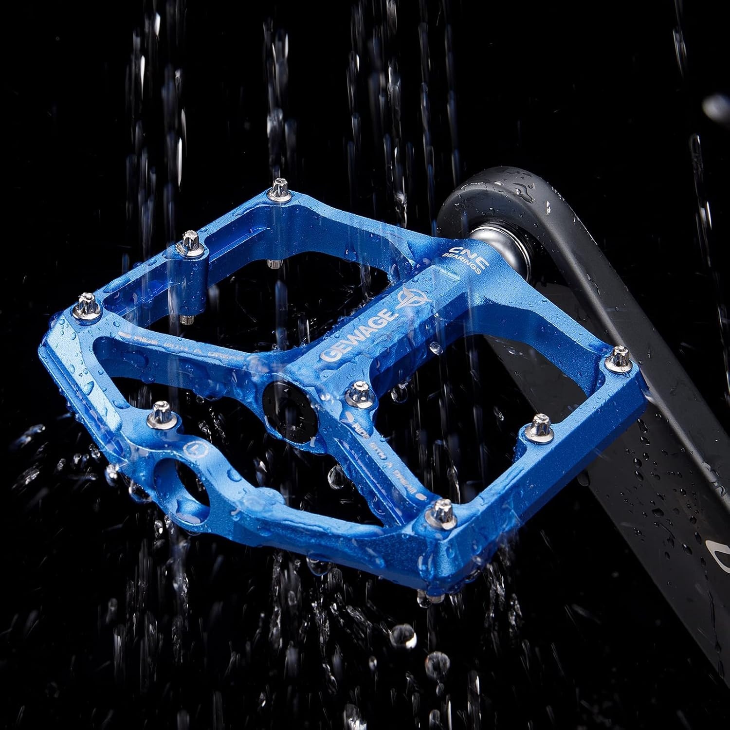 GEWAGE Bicycle Pedals for Road Bike/Mountain Bike, 3 Bearings, CNC Machined, 9/16 inch, Flat Pedals, with Detachable Non-Slip Pins