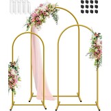 Boog Achtergrond Stand Set van 3, 1,8 m 2 m 2,2 m Metalen boog Achtergrond Stand, Gouden Ballon Gebogen Frame voor Bruiloft, Verjaardag, Feest, Halloween, Tuin Bloemen Boog Decoratie (6ft 6ft