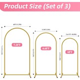 Boog Achtergrond Stand Set van 3, 1,8 m 2 m 2,2 m Metalen boog Achtergrond Stand, Gouden Ballon Gebogen Frame voor Bruiloft, Verjaardag, Feest, Halloween, Tuin Bloemen Boog Decoratie (6ft 6ft