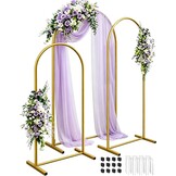Boog Achtergrond Stand Set van 3, 1,8 m 2 m 2,2 m Metalen boog Achtergrond Stand, Gouden Ballon Gebogen Frame voor Bruiloft, Verjaardag, Feest, Halloween, Tuin Bloemen Boog Decoratie (6ft 6ft