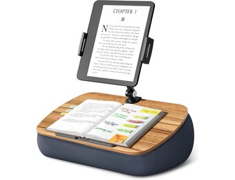 Tabletkussenhouder met verstelbare arm, compatibel met iPad, Kindle, mobiele telefoon (4,7-13 inch), schootbureau om handsfree te lezen in bed, bank (grijs)