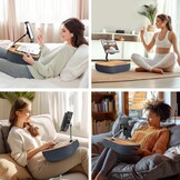 Tabletkussenhouder met verstelbare arm, compatibel met iPad, Kindle, mobiele telefoon (4,7-13 inch), schootbureau om handsfree te lezen in bed, bank (grijs)