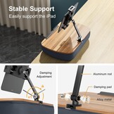 Tabletkussenhouder met verstelbare arm, compatibel met iPad, Kindle, mobiele telefoon (4,7-13 inch), schootbureau om handsfree te lezen in bed, bank (grijs)