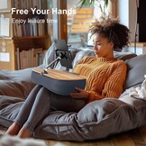 Tabletkussenhouder met verstelbare arm, compatibel met iPad, Kindle, mobiele telefoon (4,7-13 inch), schootbureau om handsfree te lezen in bed, bank (grijs)