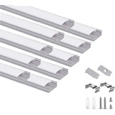 Besseto 10 x led-U-profiel, 1,5 m, aluminium, melkafdekking, eindkappen, houder - Maat 10 x 1.5m U Shape