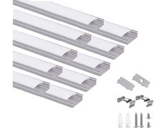 Besseto 10 x led-U-profiel, 1,5 m, aluminium, melkafdekking, eindkappen, houder - Maat 10 x 1.5m U Shape
