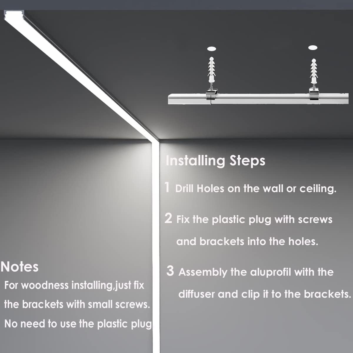 Besseto 10 x led-U-profiel, 1,5 m, aluminium, melkafdekking, eindkappen, houder - Maat 10 x 1.5m U Shape