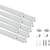 Besseto 10 x led-U-profiel, 1,5 m, aluminium, melkafdekking, eindkappen, houder - Maat 10 x 1.5m U Shape