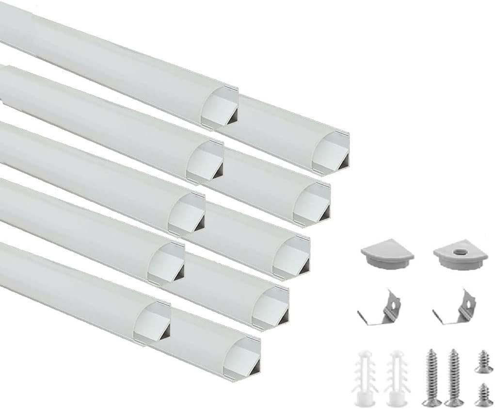 Besseto 10 x led-U-profiel, 1,5 m, aluminium, melkafdekking, eindkappen, houder - Maat 10 x 1.5m U Shape