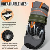 SlowTon Hondenschoenen, pootbescherming, 4 stuks, ademende hondenschoenen, outdoor, met antislipzool, verstelbare reflecterende klittenbandsluiting, hondenlaarzen voor kleine, middelgrote en grote