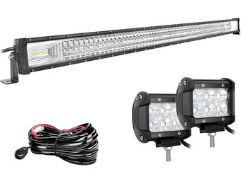 Willpower LED-balk 132 cm 52 inch 675 W Koplamp 10 cm 4 inch 18 W Werklamp Lichtstrip Met Bekabeling 12 V 24 V voor Terreinwagen Auto Tractor Vrachtwagen 4 x 4 Boot ATV