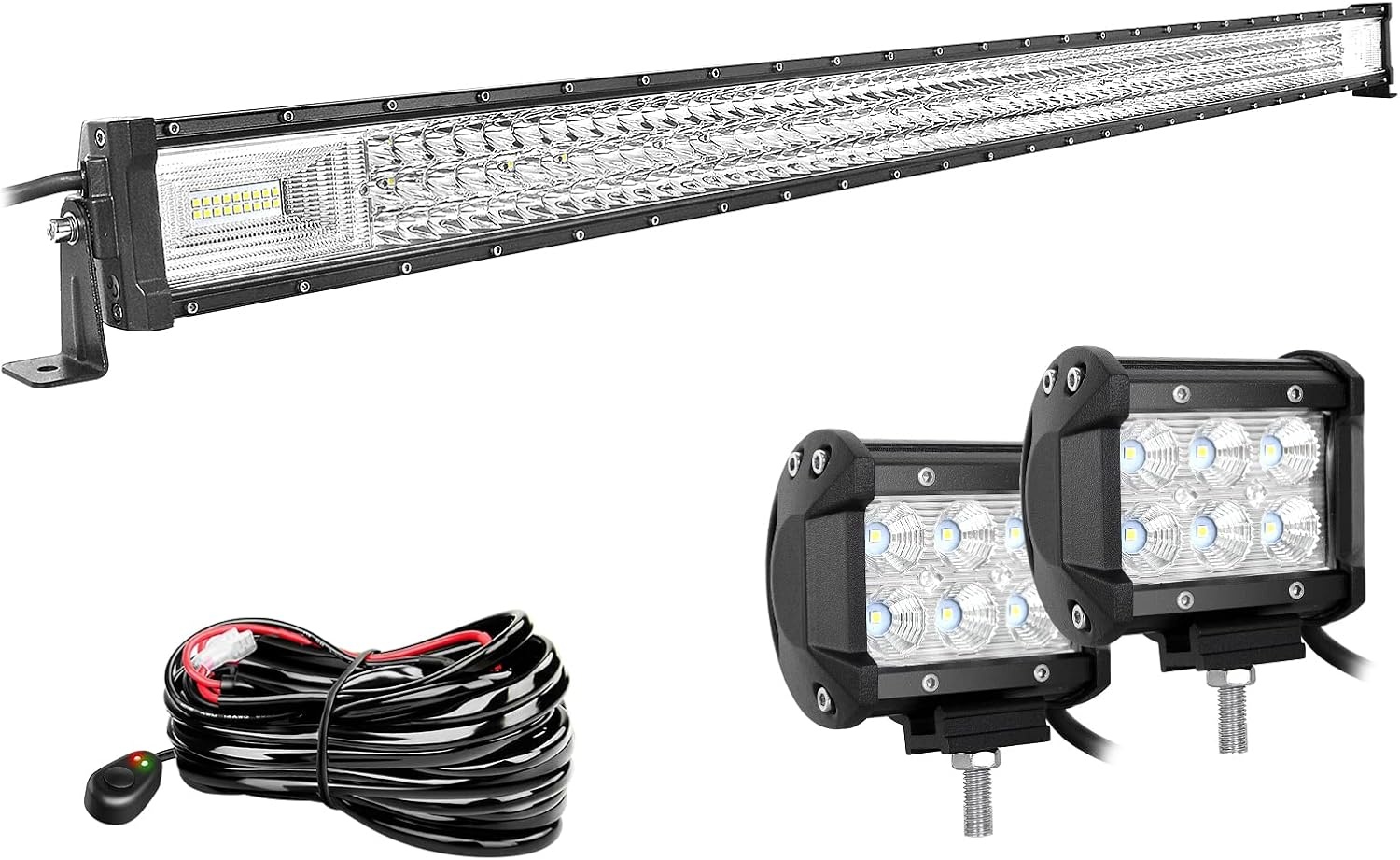 Willpower LED-balk 132 cm 52 inch 675 W Koplamp 10 cm 4 inch 18 W Werklamp Lichtstrip Met Bekabeling 12 V 24 V voor Terreinwagen Auto Tractor Vrachtwagen 4 x 4 Boot ATV