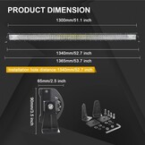 Willpower LED-balk 132 cm 52 inch 675 W Koplamp 10 cm 4 inch 18 W Werklamp Lichtstrip Met Bekabeling 12 V 24 V voor Terreinwagen Auto Tractor Vrachtwagen 4 x 4 Boot ATV