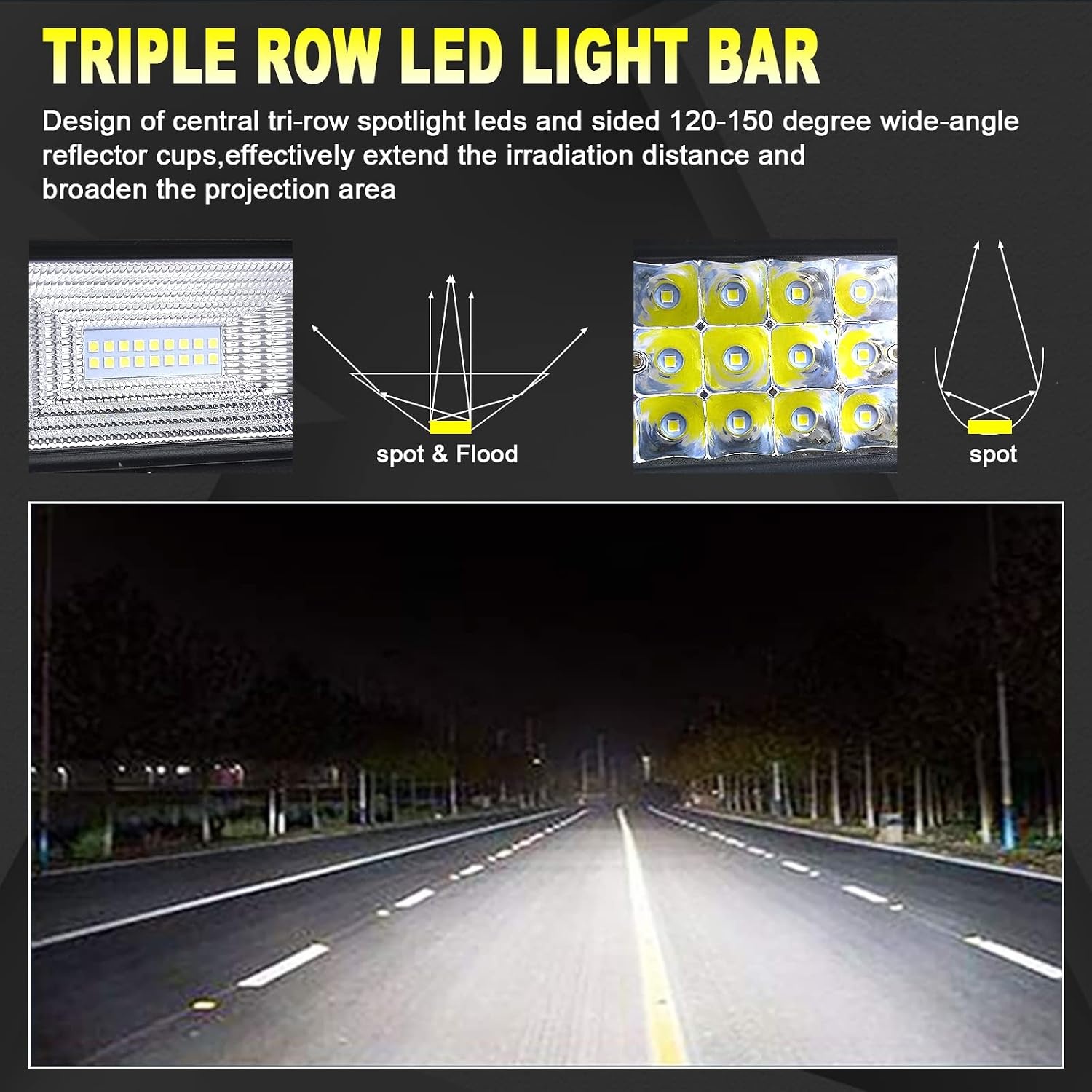 Willpower LED-balk 132 cm 52 inch 675 W Koplamp 10 cm 4 inch 18 W Werklamp Lichtstrip Met Bekabeling 12 V 24 V voor Terreinwagen Auto Tractor Vrachtwagen 4 x 4 Boot ATV